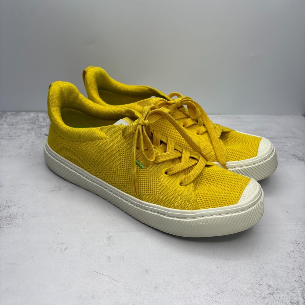 Cariuma IBI Low Top Sneakers W 8.5 M 7 Yellow Bamboo-Knit Lace Up Comfort Casual